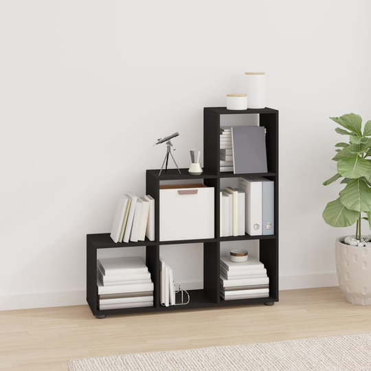 vidaXL Porraskirjahylly musta 107 cm tekninen puu