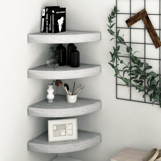 vidaXL Seinäkulmahyllyt 4 kpl betoninharmaa 25x25x3,8 cm MDF