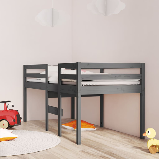 vidaXL Korotettu sänky harmaa 75x190 cm täysi mänty