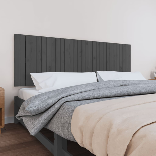 vidaXL Sängynpääty seinälle harmaa 185x3x60 cm täysi mänty