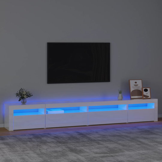 vidaXL TV-taso LED-valoilla korkeakiilto valkoinen 270x35x40 cm