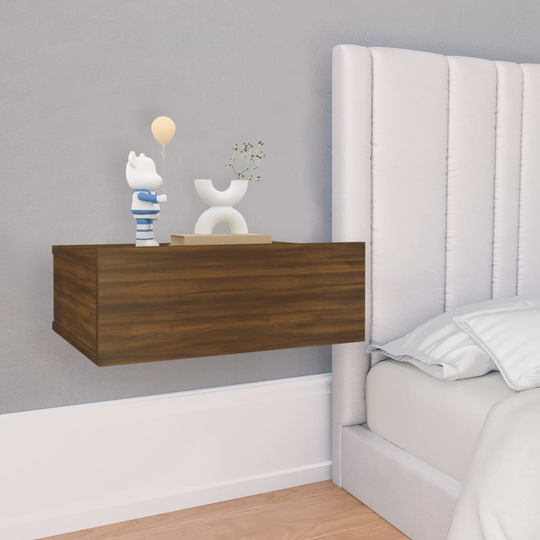 vidaXL Kelluva yöpöytä ruskea tammi 40x30x15 cm tekninen puu