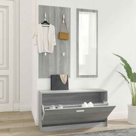 vidaXL 3-in-1 Kenkäkaappisarja harmaa Sonoma tekninen puu