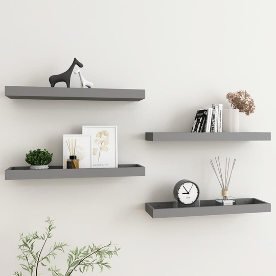 vidaXL Loggia seinähyllyt 4 kpl harmaa 60x15x4 cm MDF