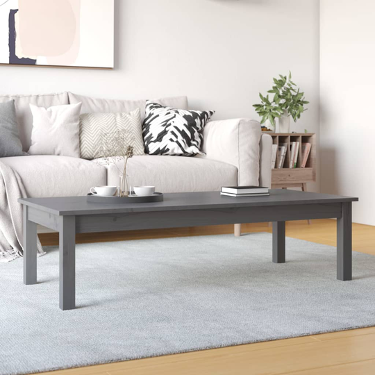 vidaXL Sohvapöytä harmaa 110x50x30 cm täysi mänty