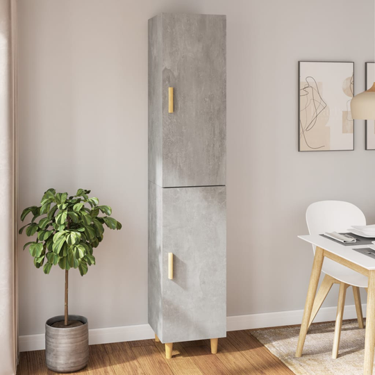 vidaXL Kaappi betoninharmaa 34,5x34x180 cm tekninen puu