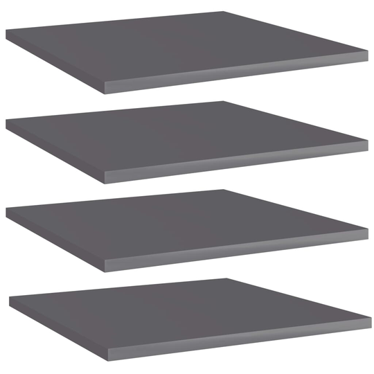 vidaXL Kirjahyllytasot 4 kpl korkeakiilto harmaa 40x40x1,5cm lastulevy