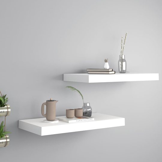 vidaXL Kelluvat seinähyllyt 2 kpl valkoinen 50x23x3,8 cm MDF