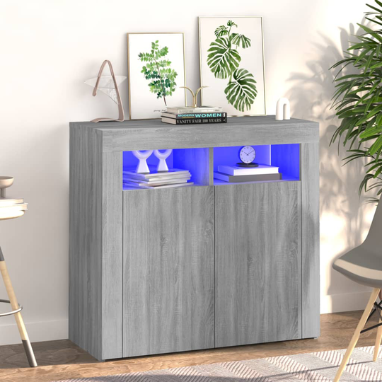 vidaXL Senkki LED-valoilla harmaa Sonoma 80x35x75 cm