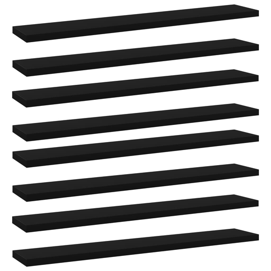 vidaXL Kirjahyllytasot 8 kpl musta 60x10x1,5 cm lastulevy