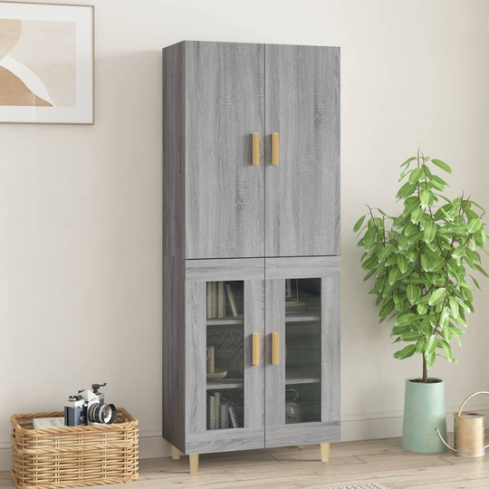 vidaXL Kaappi harmaa Sonoma 69,5x34x180 cm tekninen puu