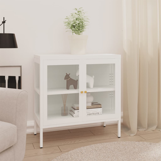 vidaXL Senkki valkoinen 70x35x70 cm teräs ja lasi