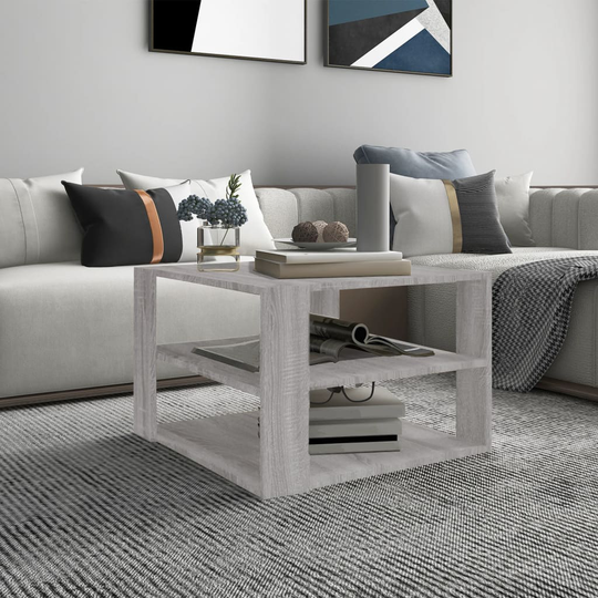 vidaXL Sohvapöytä harmaa Sonoma 60x60x40 cm tekninen puu