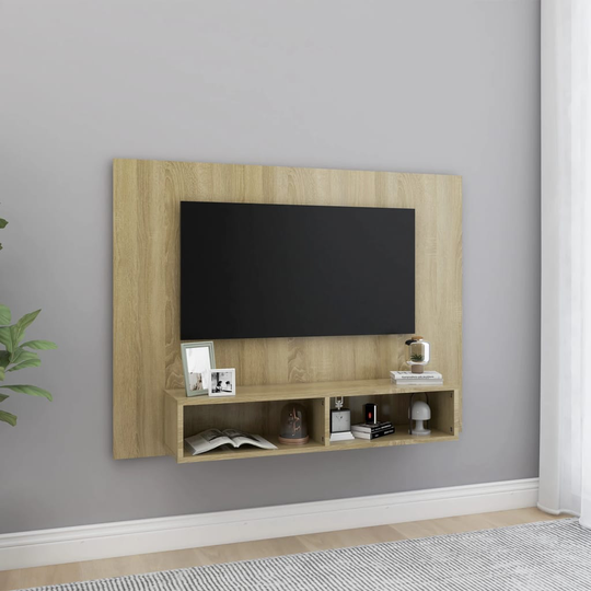 vidaXL TV-taso seinälle Sonoma-tammi 120x23,5x90 cm lastulevy