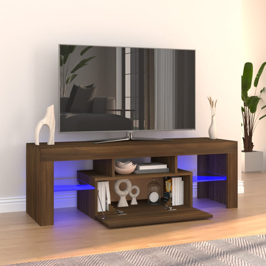 vidaXL TV-taso LED-valoilla ruskea tammi 120x35x40 cm