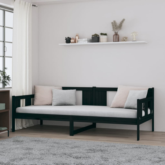 vidaXL Sohvasänky musta täysi mänty 80x200 cm