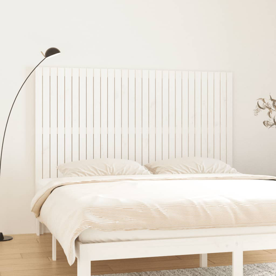 vidaXL Sängynpääty seinälle valkoinen 185x3x110 cm täysi mänty